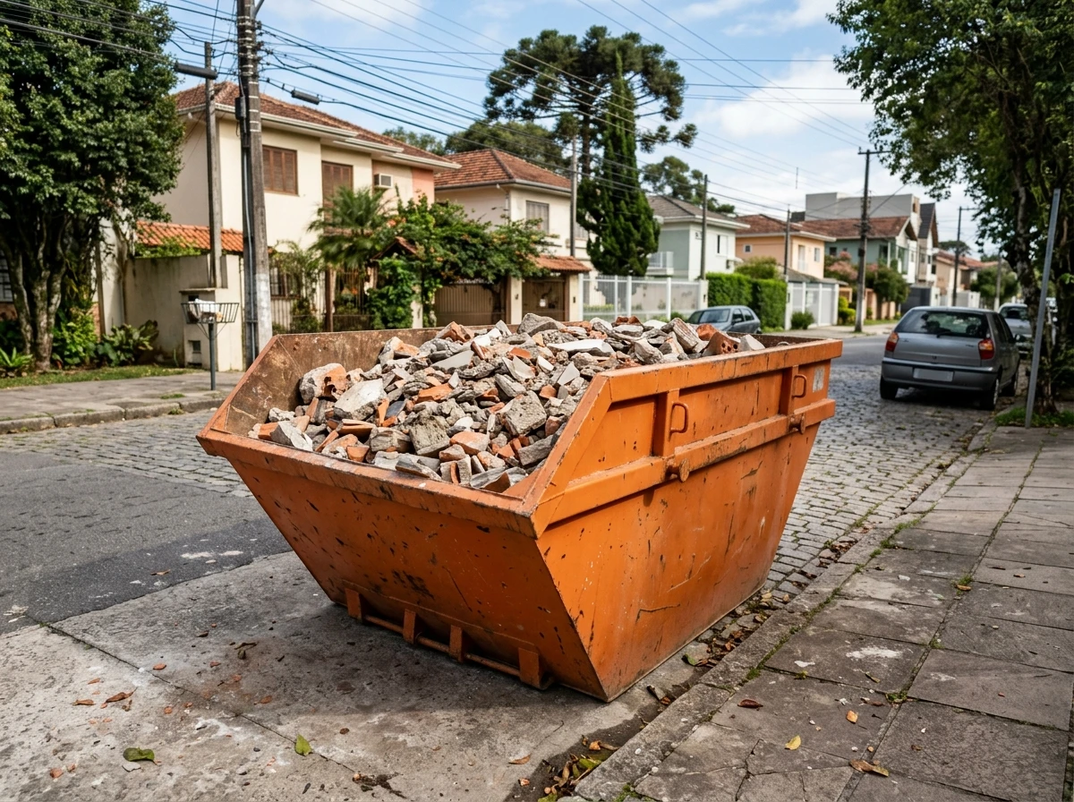 Caçamba estacionária de 5 metros cúbicos para reforma